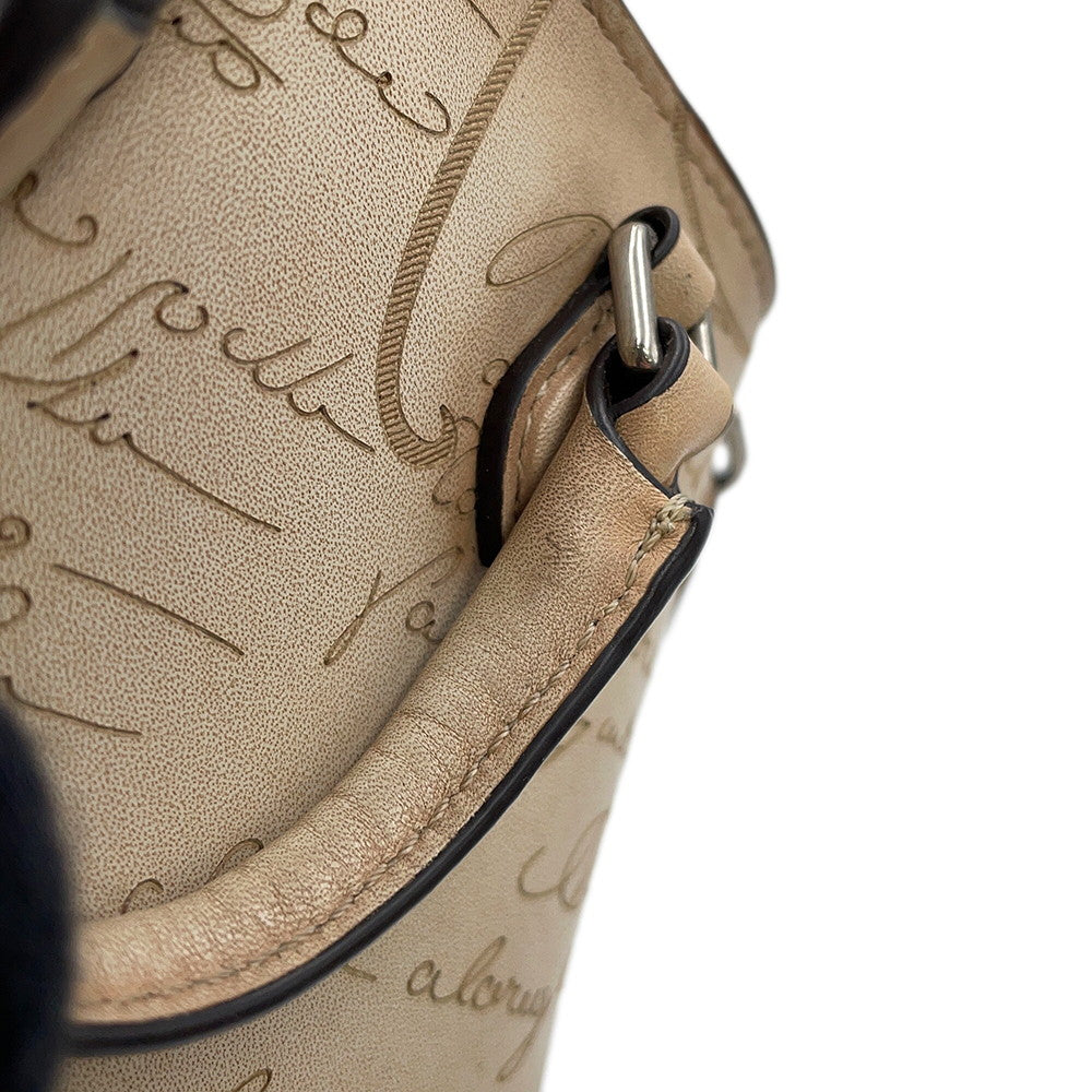 Berluti Calligraphy Jules 2WAY Handbag Beige scritto leather Size Nano
