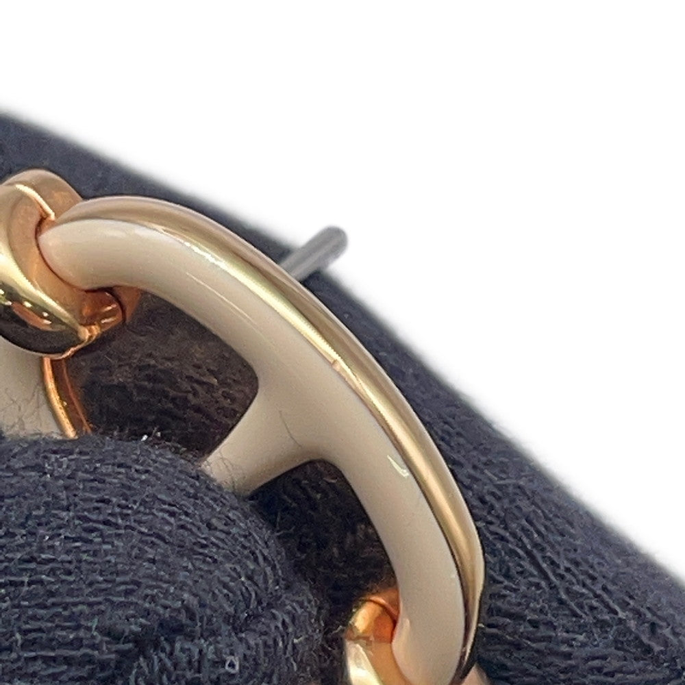 HERMES Maillon Mini Earrings claim Enamel Metal