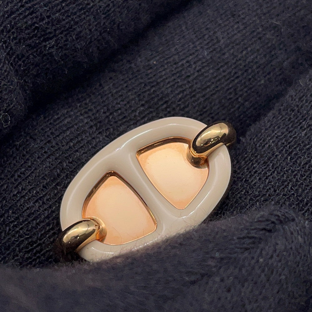 HERMES Maillon Mini Earrings claim Enamel Metal
