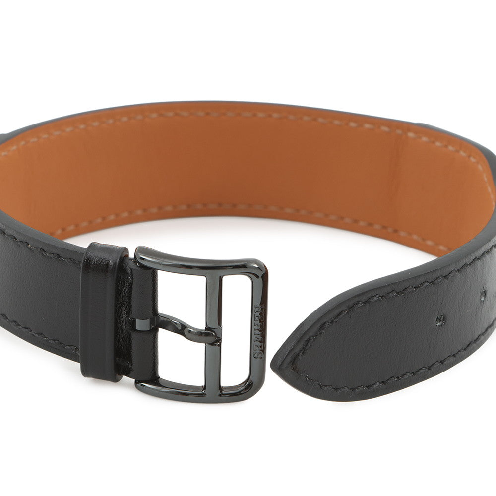 HERMES Bracelet Lenny Size T4 Black Box Calf Leather