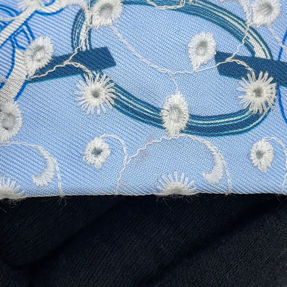 HERMES Twilly Scarf by Do Re Boucles Broderie Anglaise, Spring/Summer 2023 Blue/Blanc/Marine Silk100%