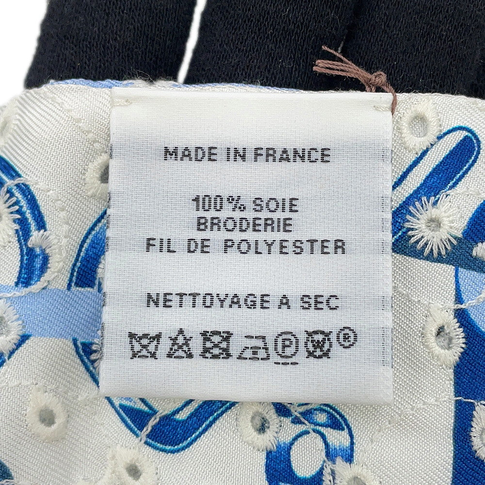 HERMES Twilly Scarf by Do Re Boucles Broderie Anglaise, Spring/Summer 2023 Blue/Blanc/Marine Silk100%