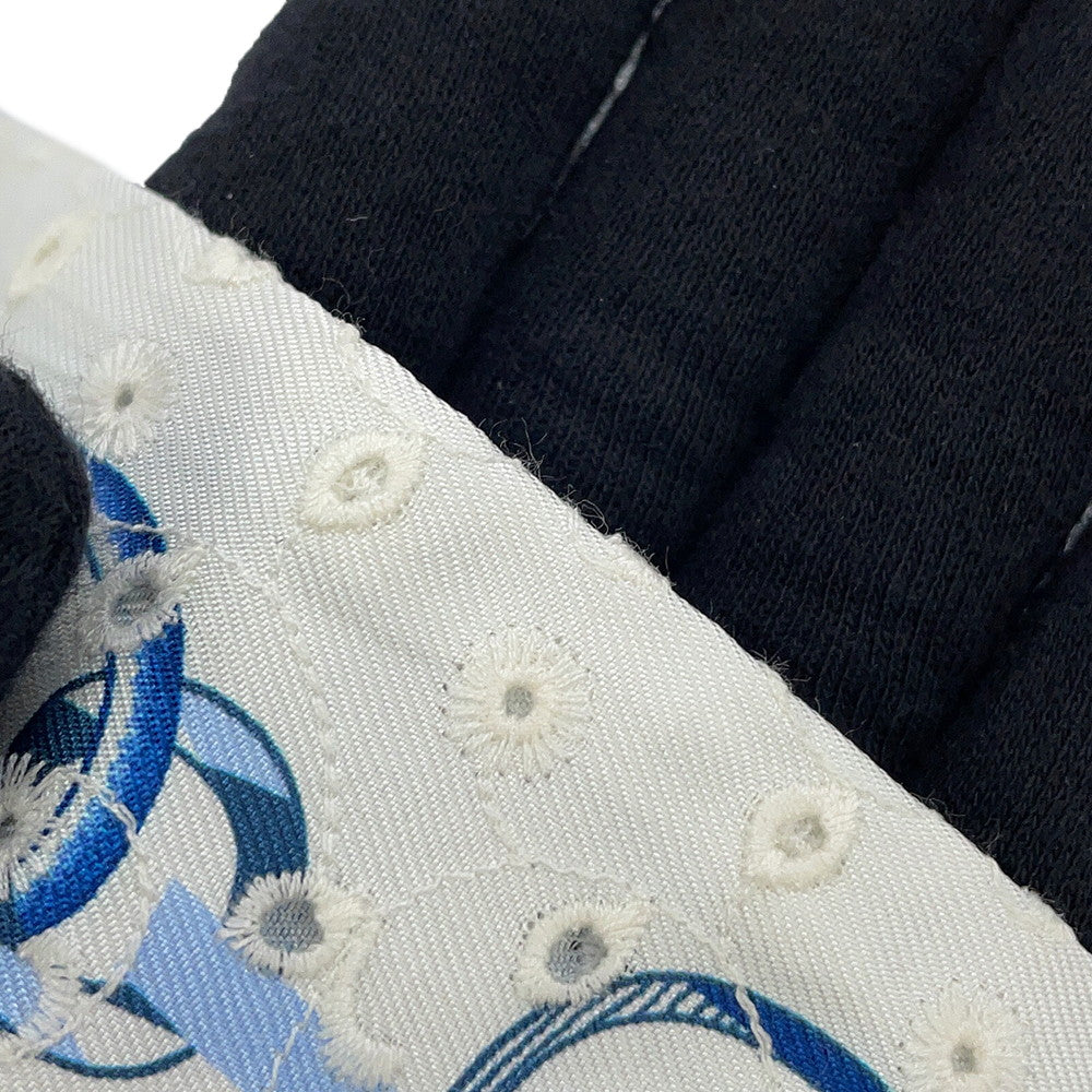 HERMES Twilly Scarf by Do Re Boucles Broderie Anglaise, Spring/Summer 2023 Blue/Blanc/Marine Silk100%