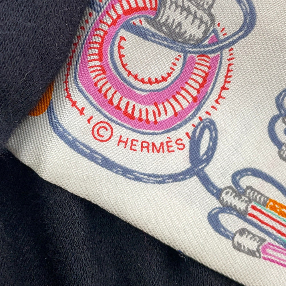 HERMES Twilly Chevaloscope Neon Pointier Embroidery Spring/Summer 2023 Blanc/Rose/Vert Silk100%