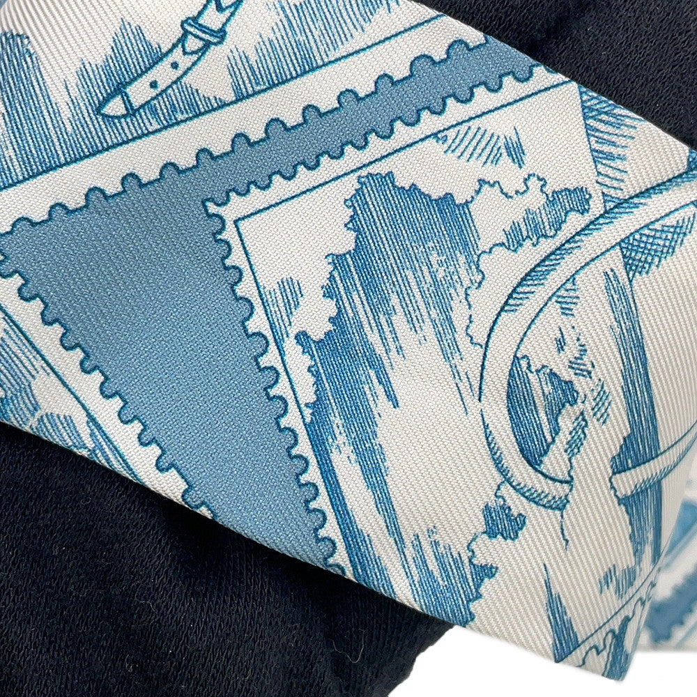 HERMES Twilly Fauve's Stamp Enthusiasts Autumn/Winter 2025 Blue Moyen / White / Pink Silk100%