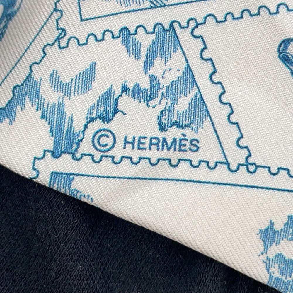 HERMES Twilly Fauve's Stamp Enthusiasts Autumn/Winter 2025 Blue Moyen / White / Pink Silk100%