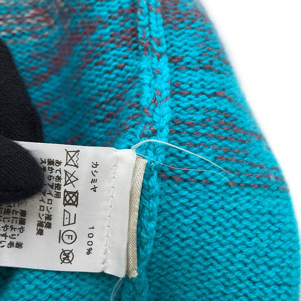 HERMES Gradation Jacquard Cardigan Size S Purple/Blue Cashmere100%