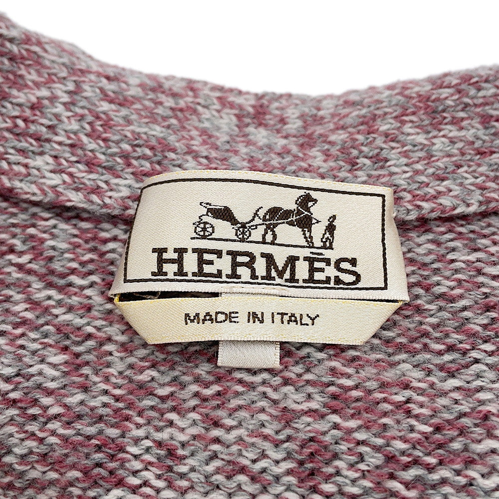 HERMES Gradation Jacquard Cardigan Size S Purple/Blue Cashmere100%