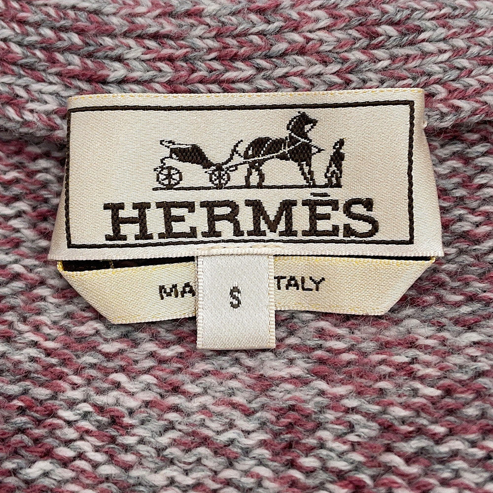 HERMES Gradation Jacquard Cardigan Size S Purple/Blue Cashmere100%