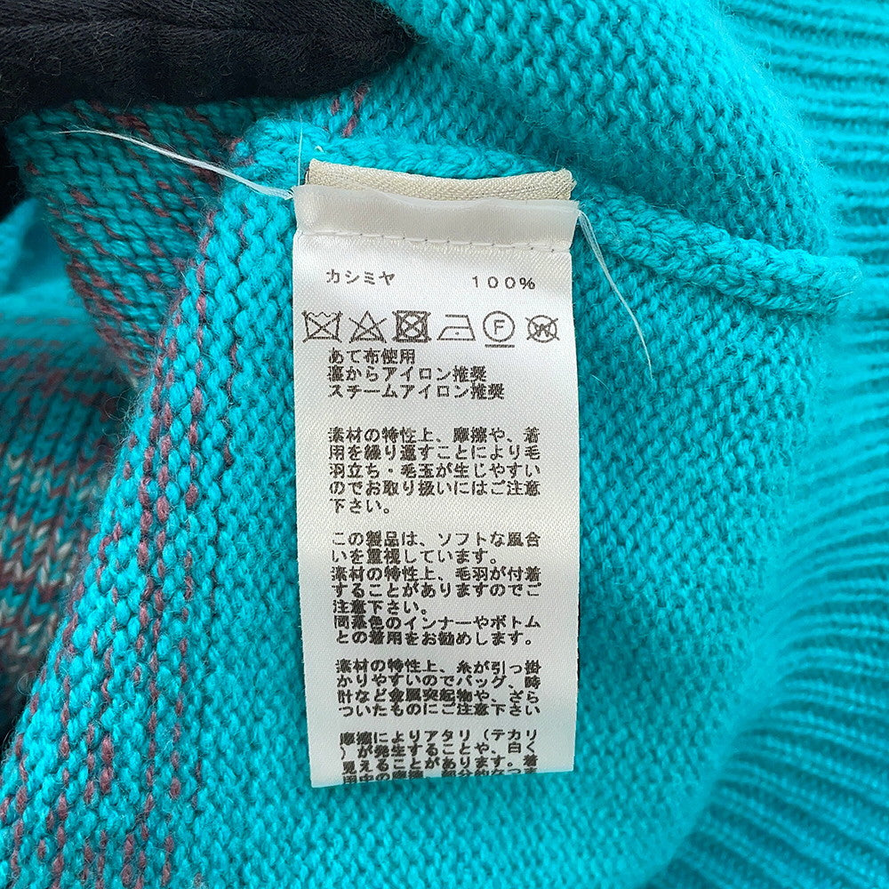 HERMES Gradation Jacquard Cardigan Size S Purple/Blue Cashmere100%