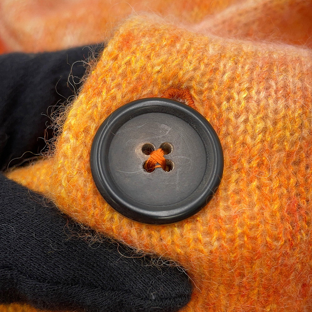 HERMES Cardigan Reflet Equestre Size L Orange Alpaca31% Wool 27% Cashmere21% Silk21%
