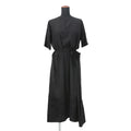 HERMES Embroidery Long Dress Size 34 Black Silk100%
