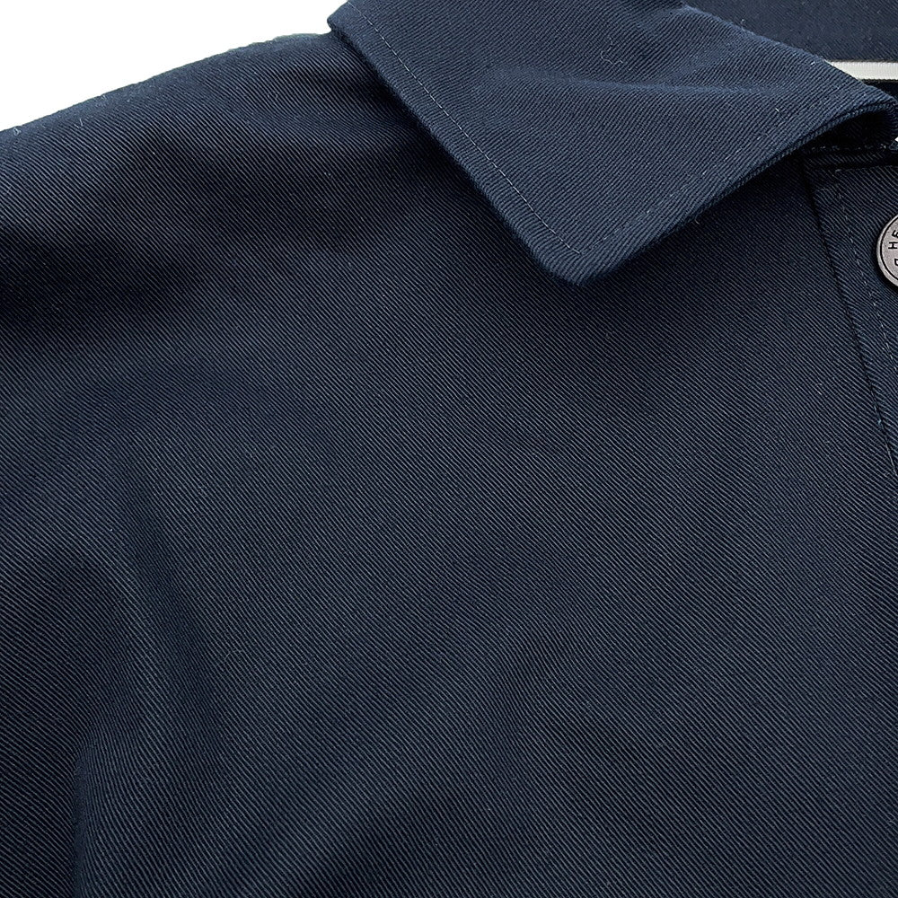 HERMES Veste taille brodee a smocks shirt jacket Size 34 Navy Cotton