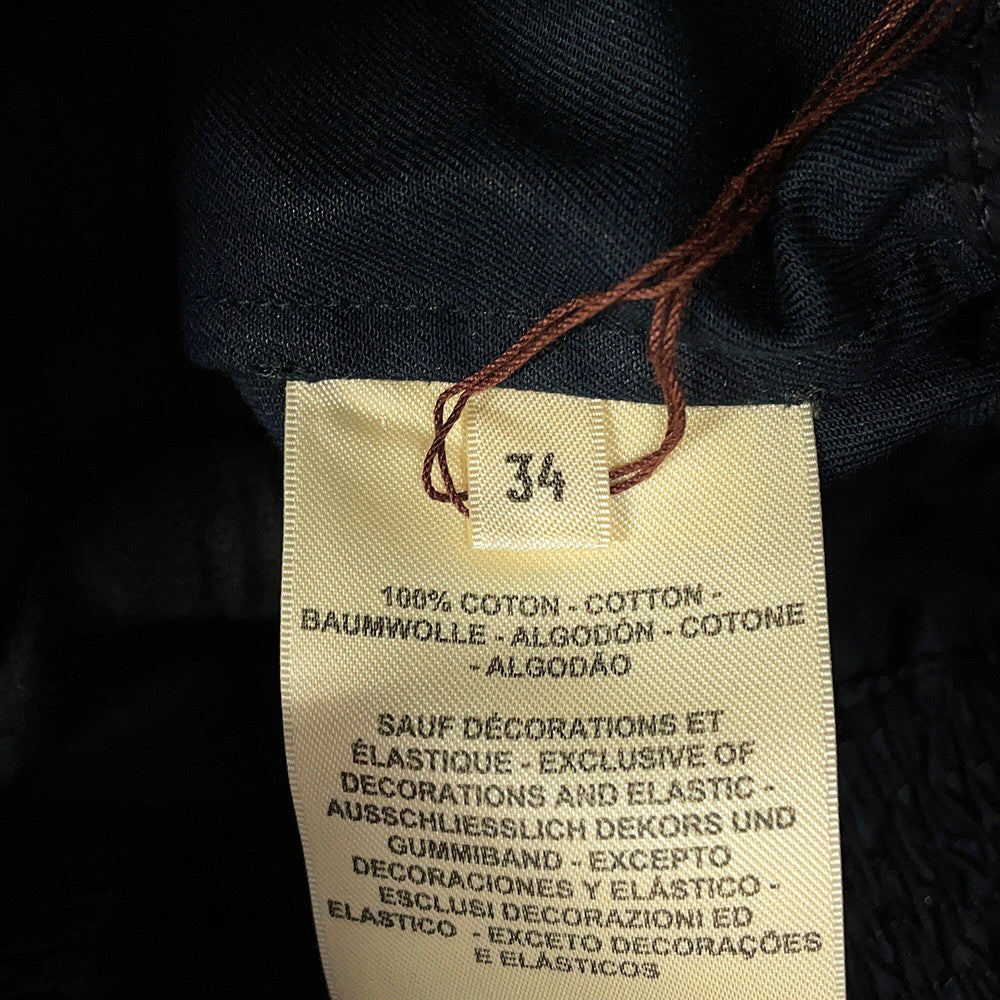 HERMES Veste taille brodee a smocks shirt jacket Size 34 Navy Cotton