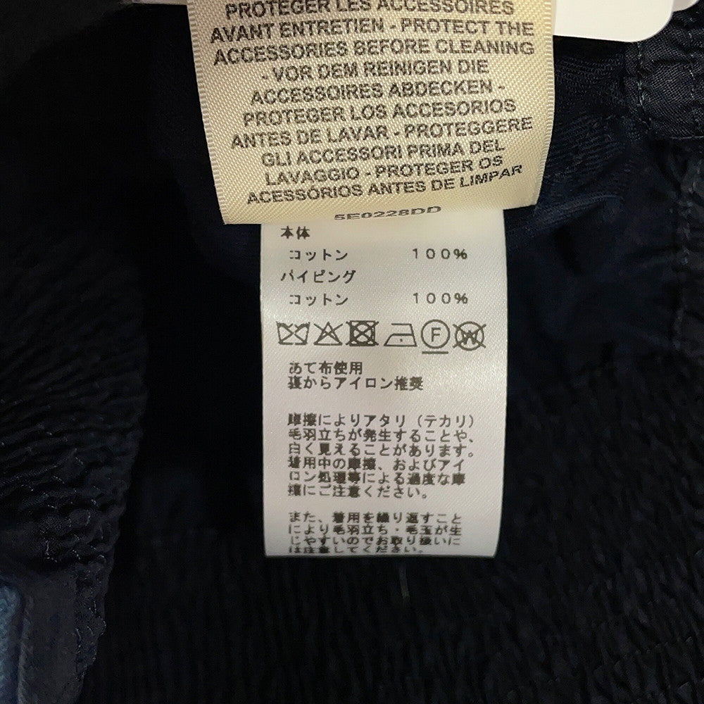 HERMES Veste taille brodee a smocks shirt jacket Size 34 Navy Cotton