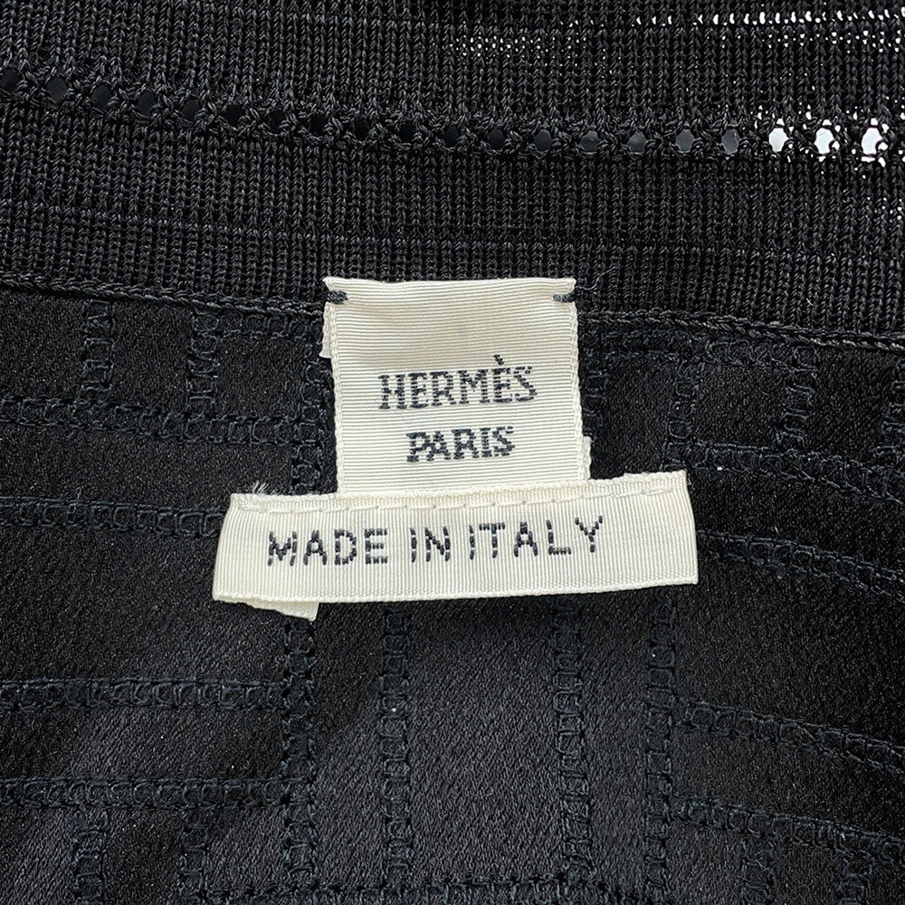 HERMES Long cardigan Size 34 Black Silk100%