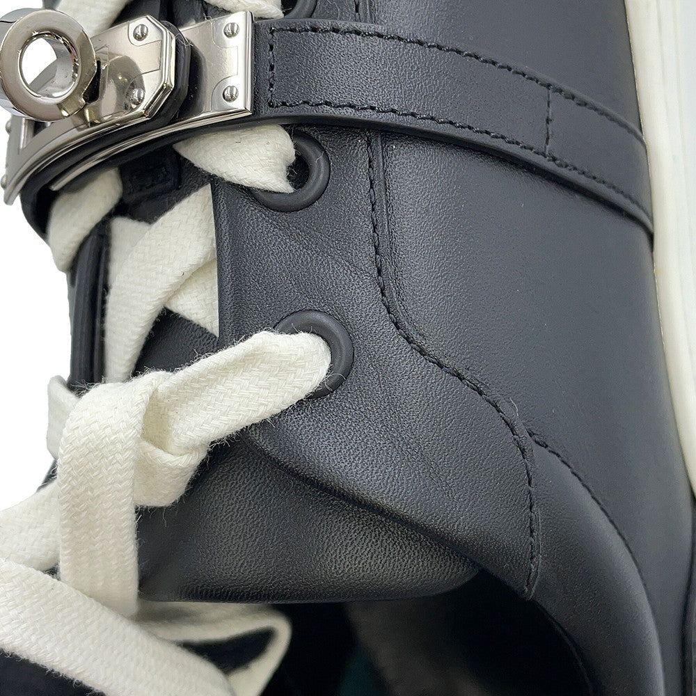 HERMES Sneakers Day Black Leather Size 36