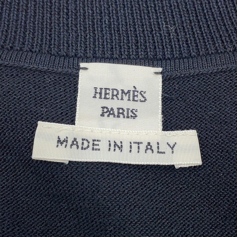 HERMES H lift cardigan Size 36 Black Silk57% Cotton43%