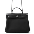 HERMES HERMES Her Zip Black Toile Military Vache Hunter Leather Size PM