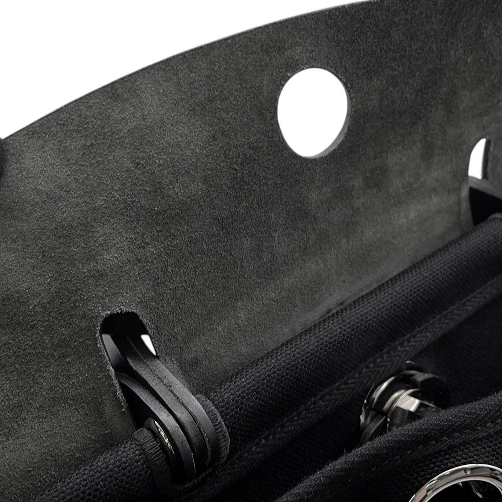 HERMES HERMES Her Zip Black Toile Military Vache Hunter Leather Size PM