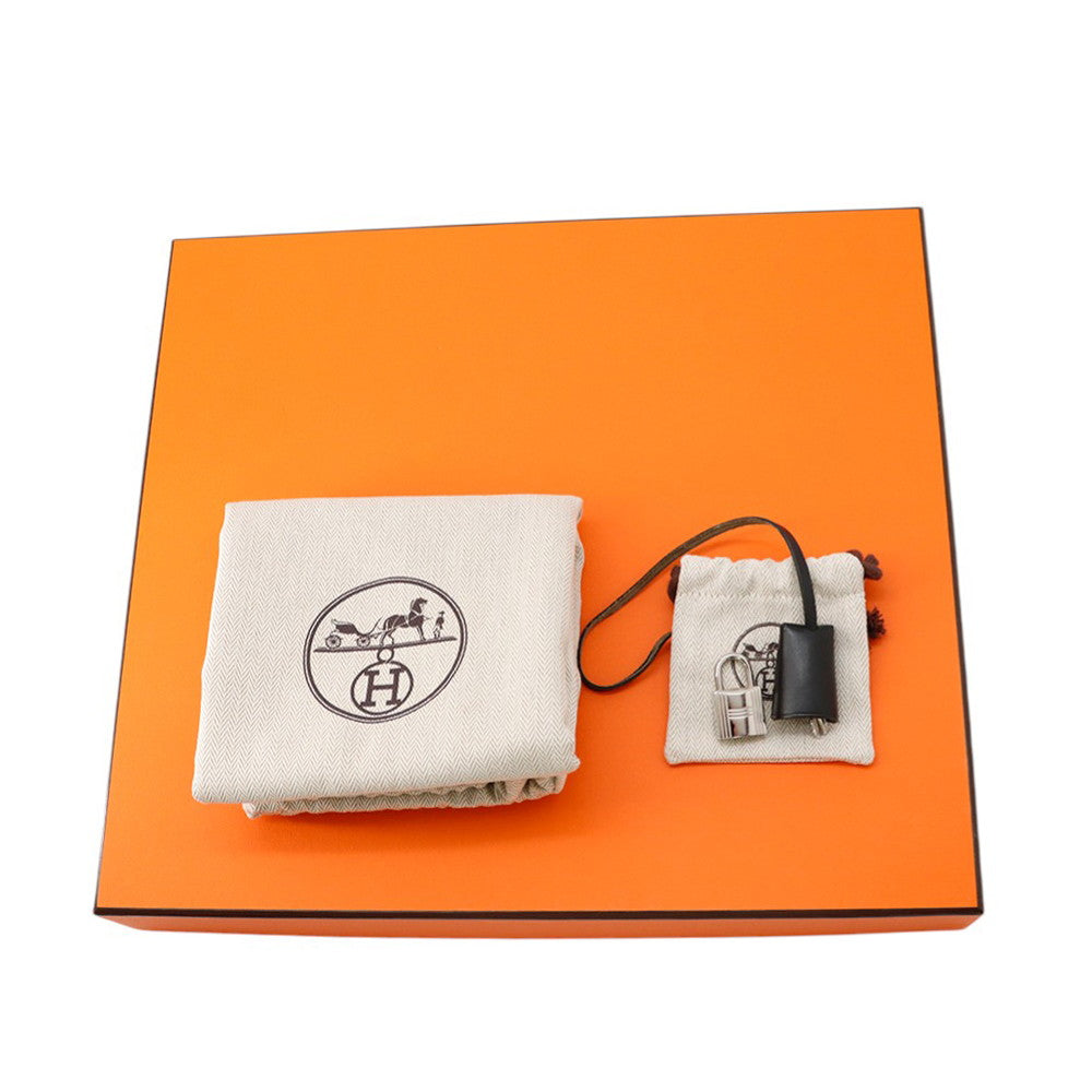 HERMES HERMES Her Zip Black Toile Military Vache Hunter Leather Size PM