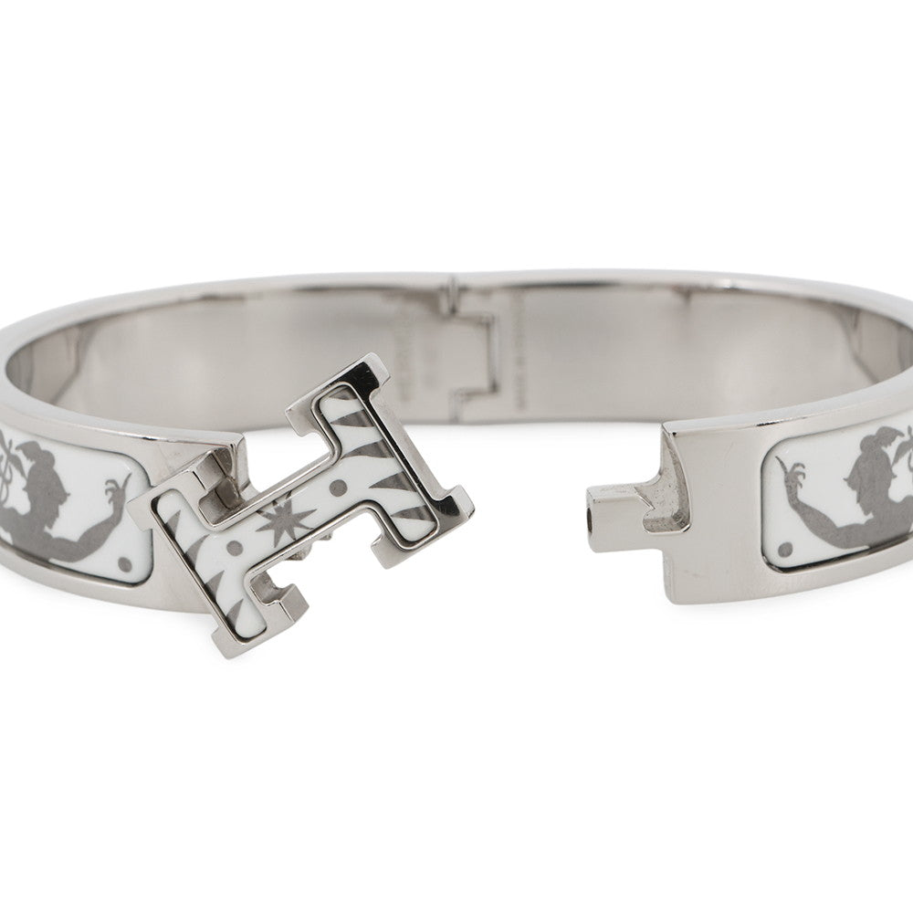 HERMES ClicH Drawn in by the charm of Orpheus Size PM White/Silver Metal Enamel