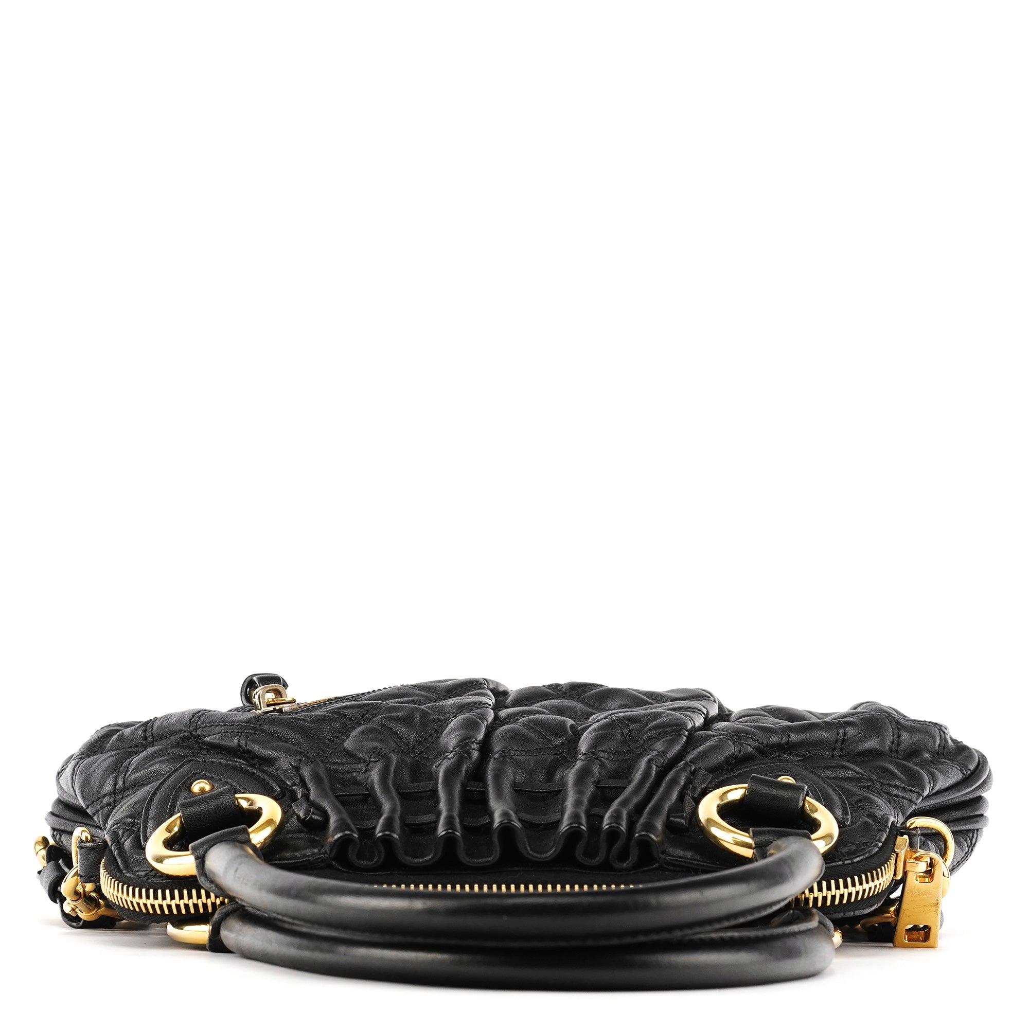 Black Quilted Leather Stam 2-Way Bag
