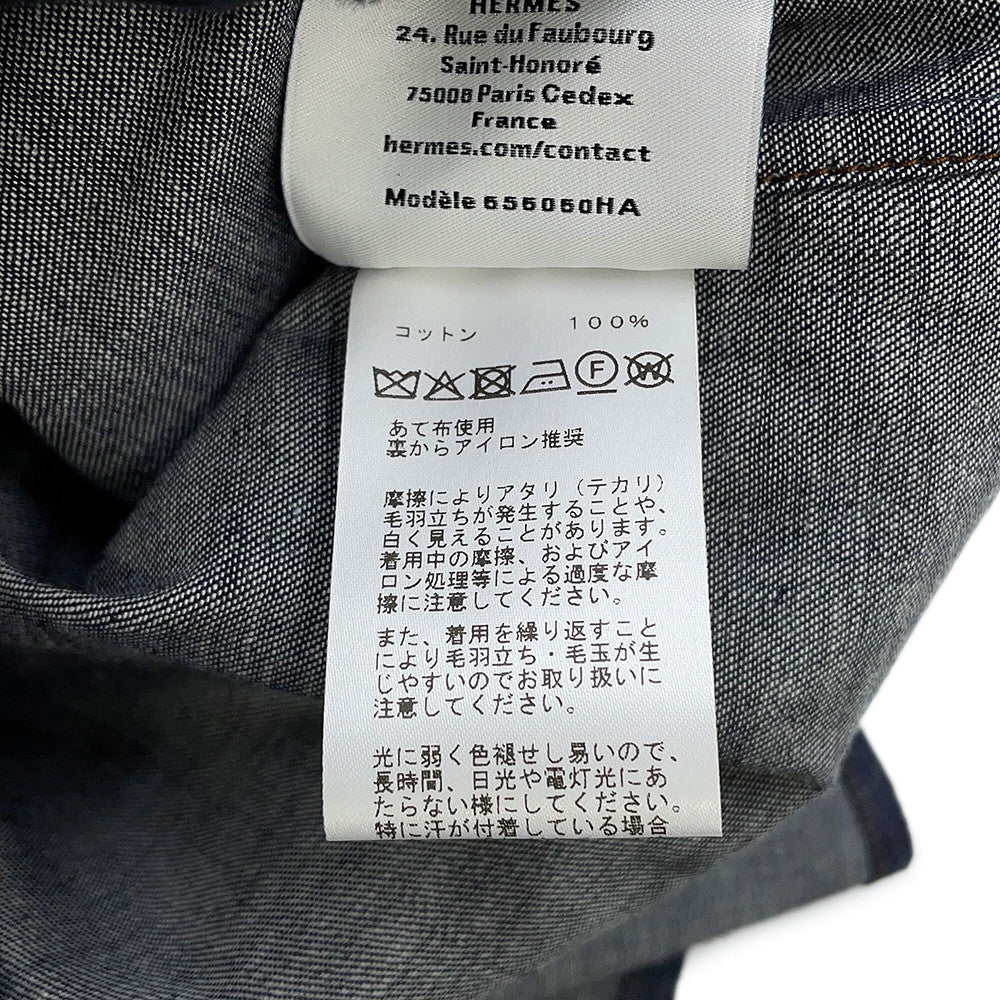 HERMES Denim shirt Size 42 Indigo Cotton100%