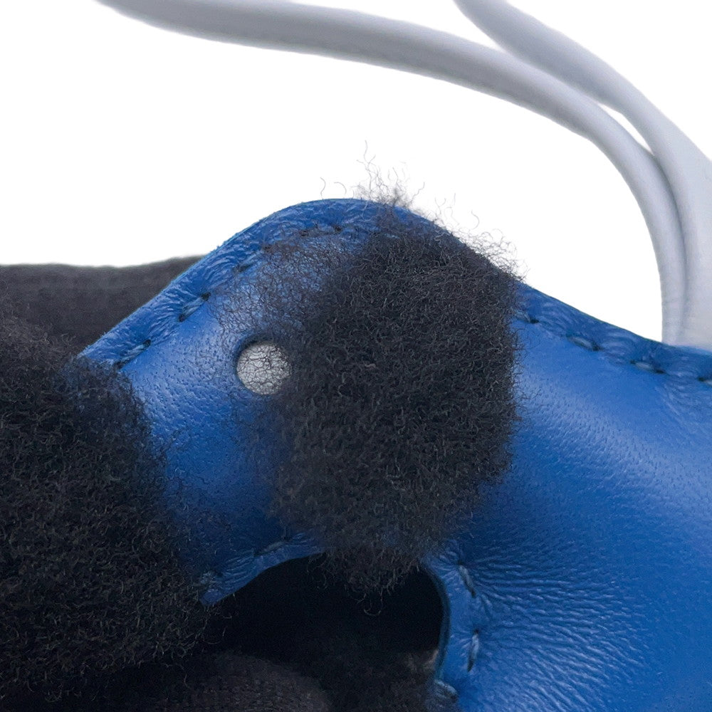 HERMES Buddy Bag Charm Blue France / Black / Brûlée Mouton Lambskin
