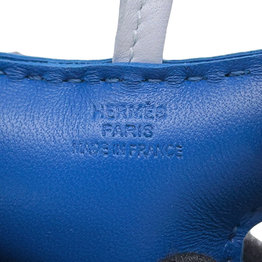 HERMES Buddy Bag Charm Blue France / Black / Brûlée Mouton Lambskin