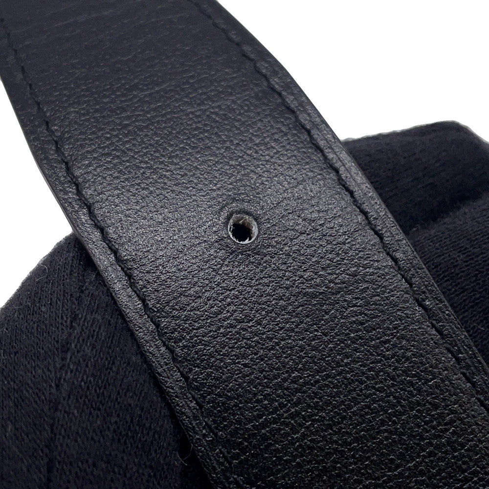 HERMES Yachting Belt Size 95/1.3" Black/Gold Box Calf Leather Epsom