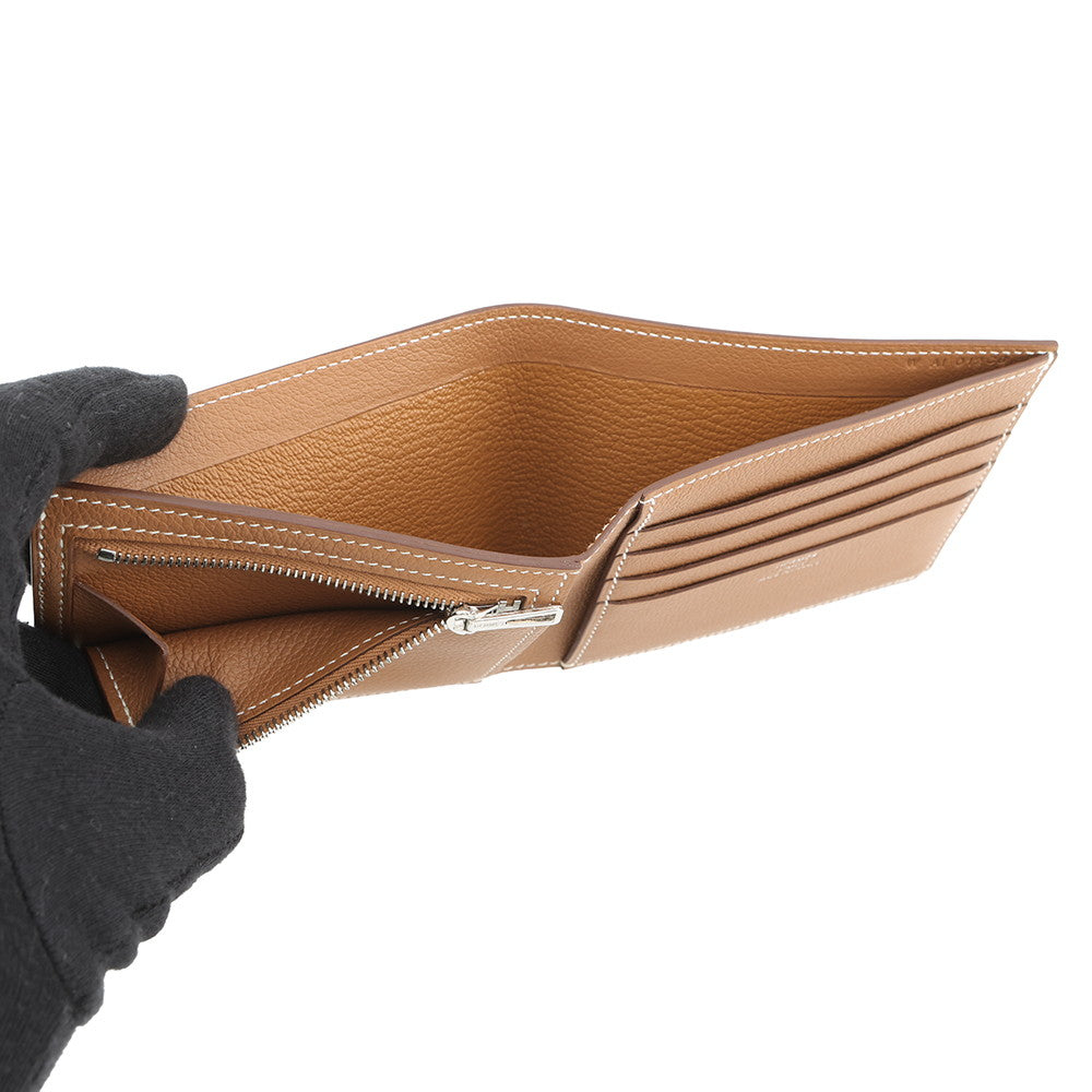 HERMES HSellier Compact Wallet Gold Evercolor