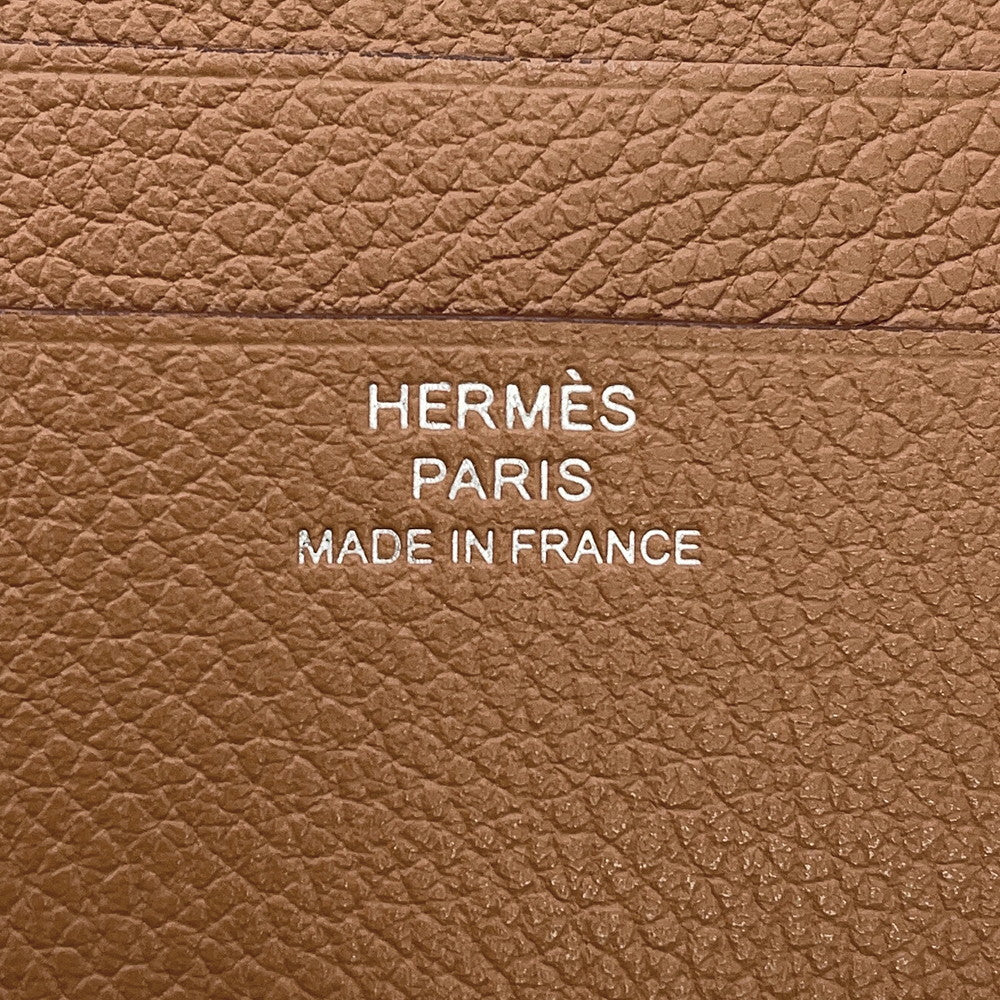 HERMES HSellier Compact Wallet Gold Evercolor