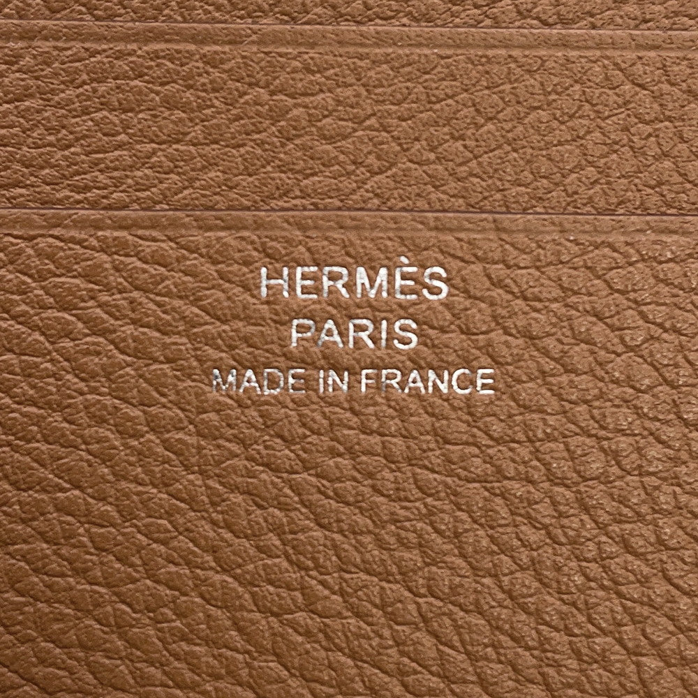 HERMES HSellier Horizontal Card Case Gold Evercolor