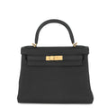 HERMES Kelly Retourne Black Togo Leather Size 28