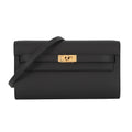 HERMES Kelly wallet long to go Black Epsom