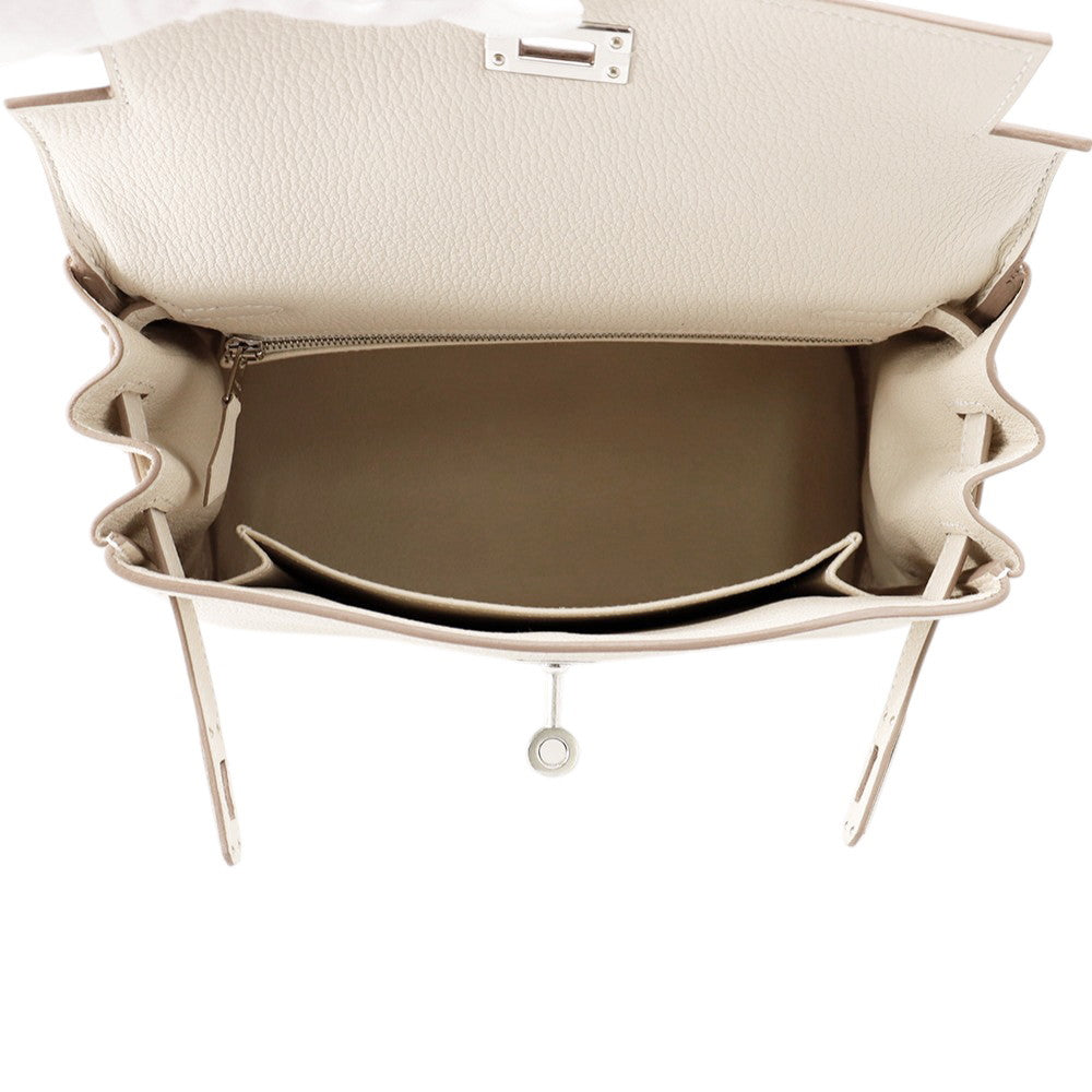HERMES Kelly Retourne Craie Togo Leather Size 25