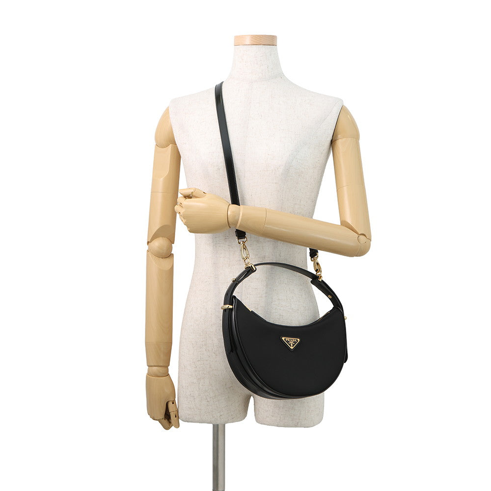 PRADA Arkhe 2WAY Shoulder Bag Black1BC194 Nylon Leather Size Small