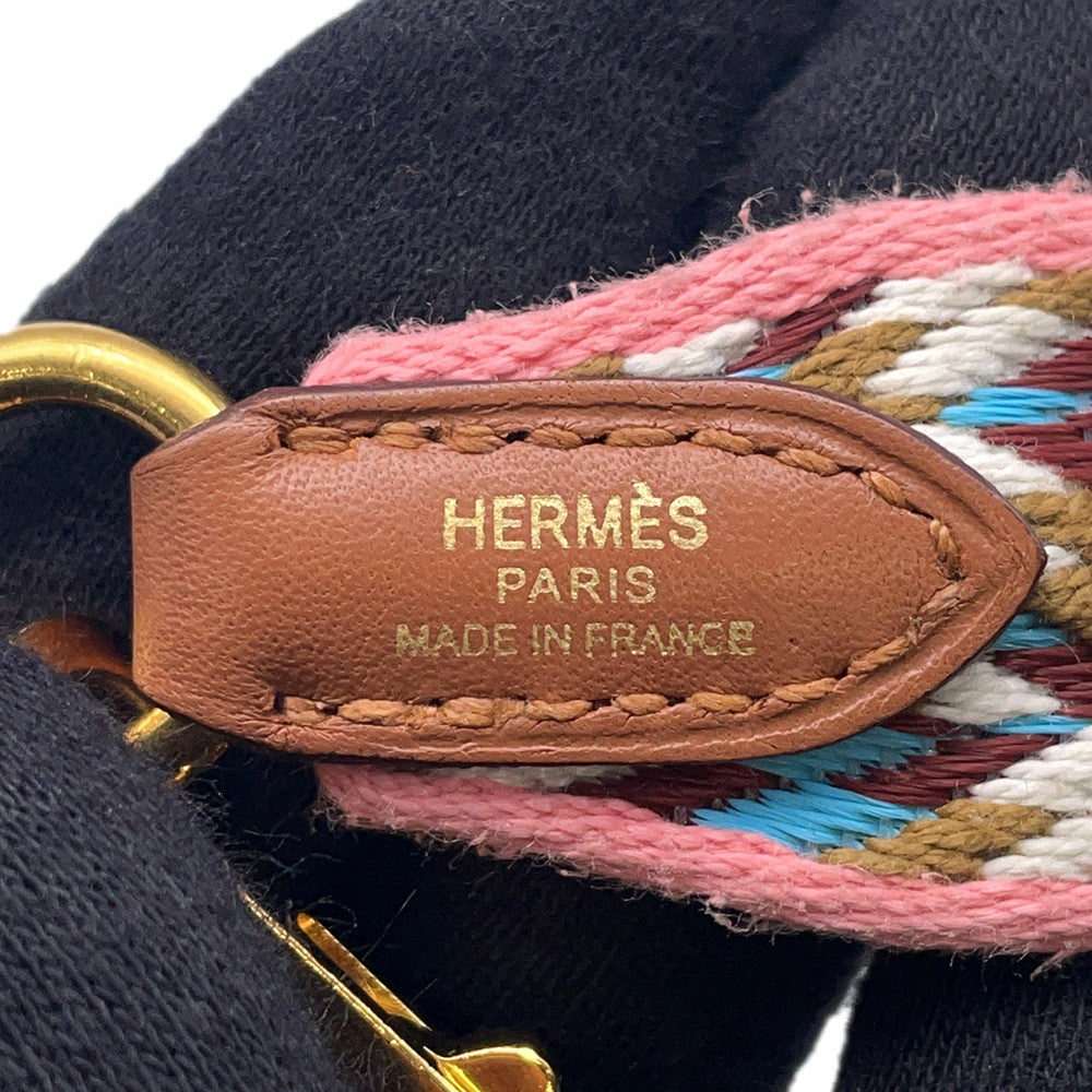 HERMES Bandouliere Rose d'Eté / White / Rouge Vif / Gold Canvas Swift Leather Size 4.4"x1"