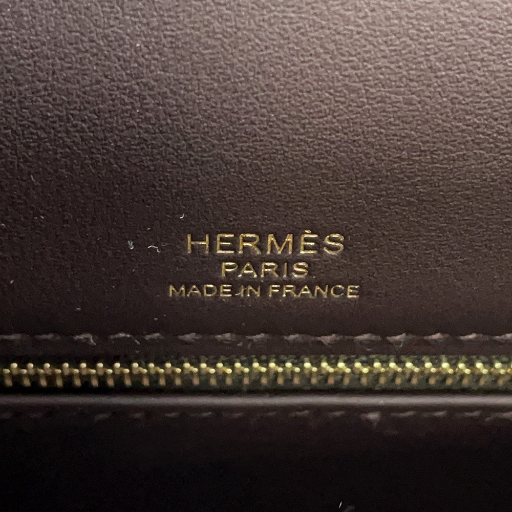 HERMES Kelly Sellier Moka/Ecru Swift Leather Toile H Size 28