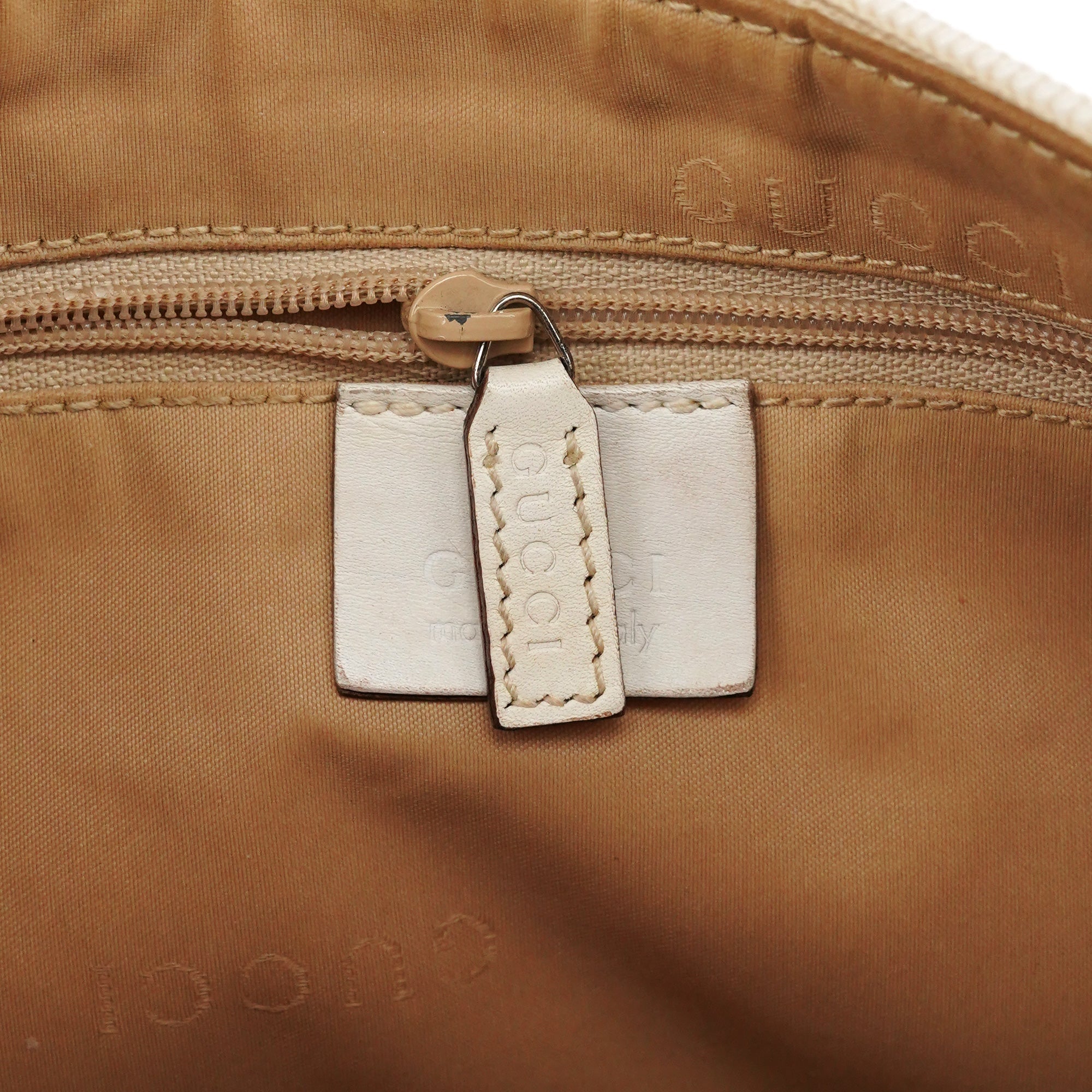 001 3865 Beige White GG Bamboo Shoulder Bag