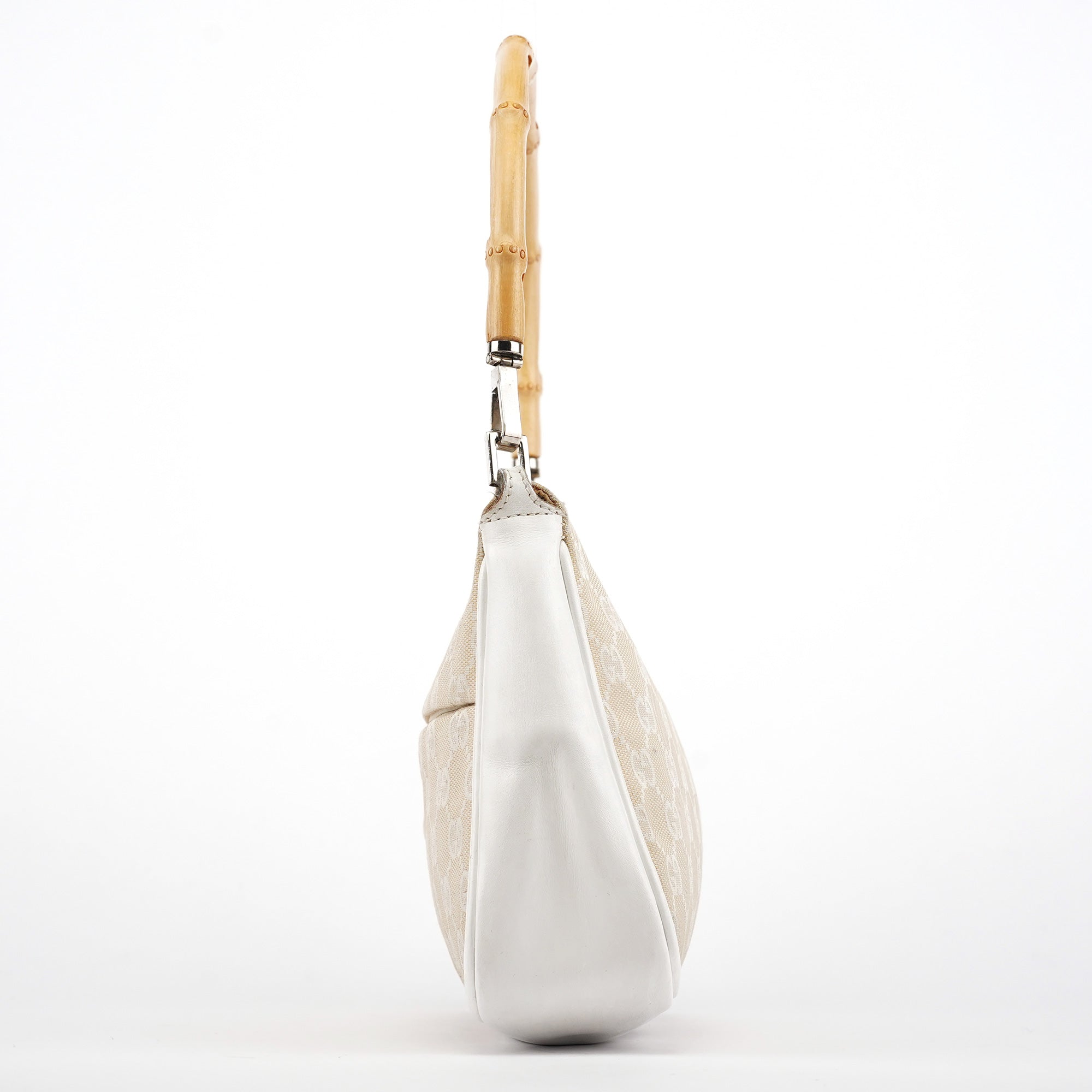 001 3865 Beige White GG Bamboo Shoulder Bag