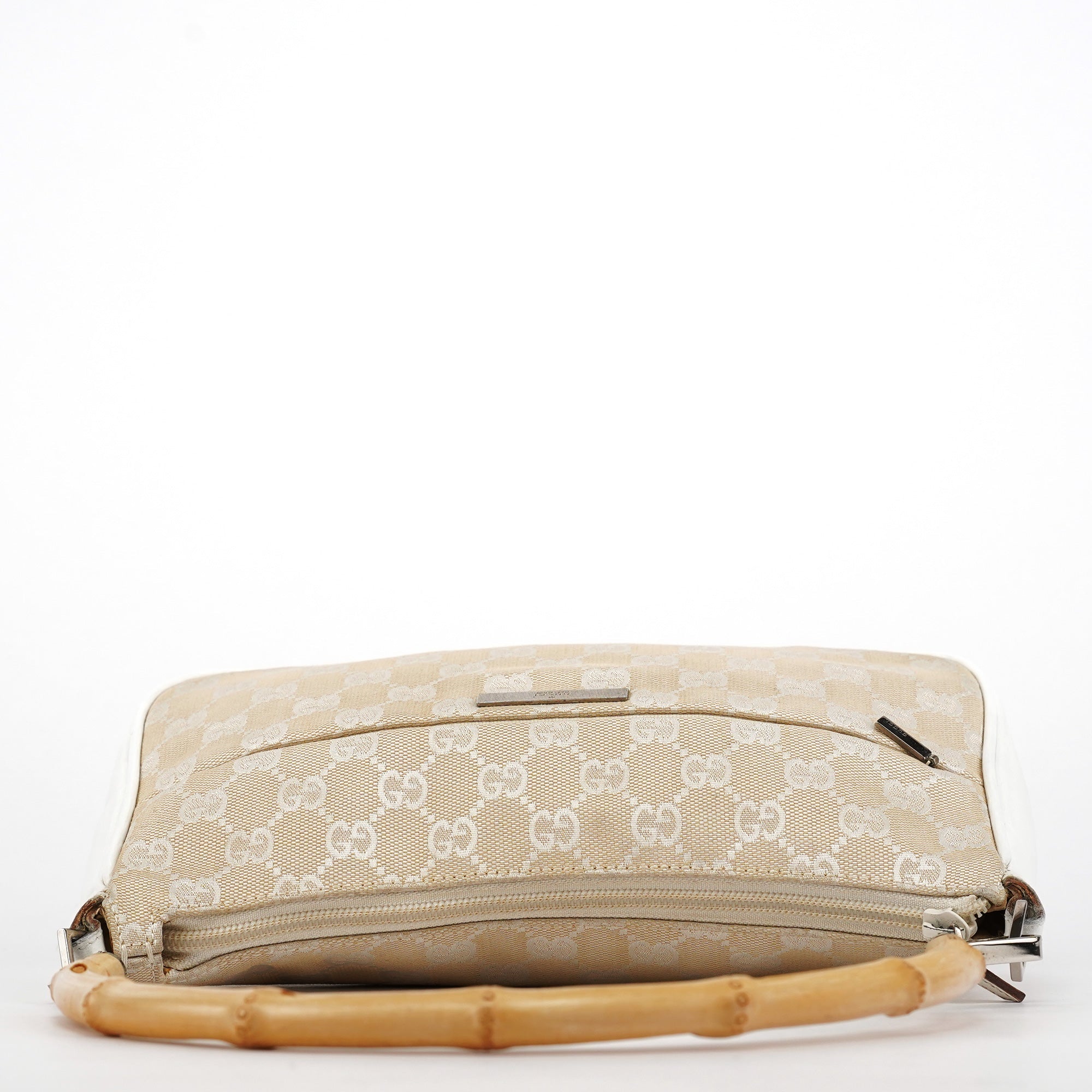 001 3865 Beige White GG Bamboo Shoulder Bag