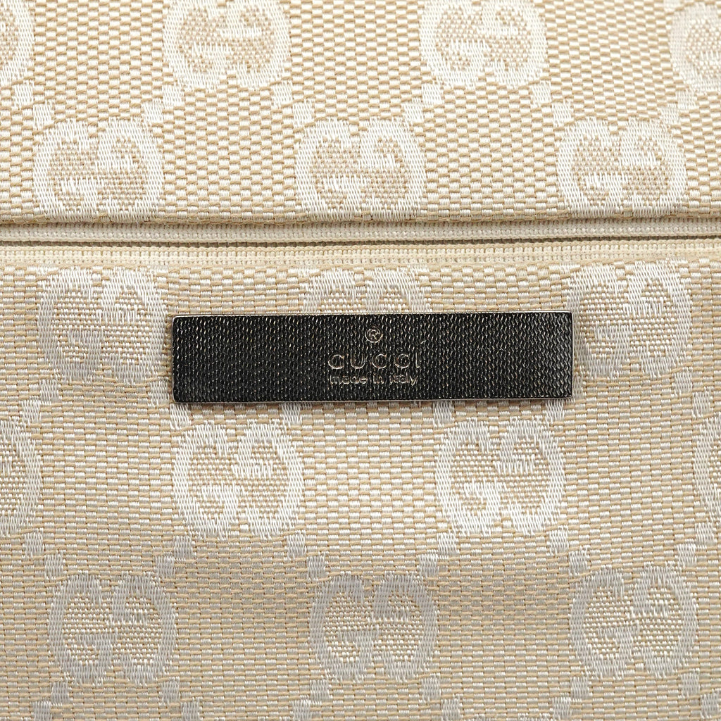 001 3865 Beige White GG Bamboo Shoulder Bag