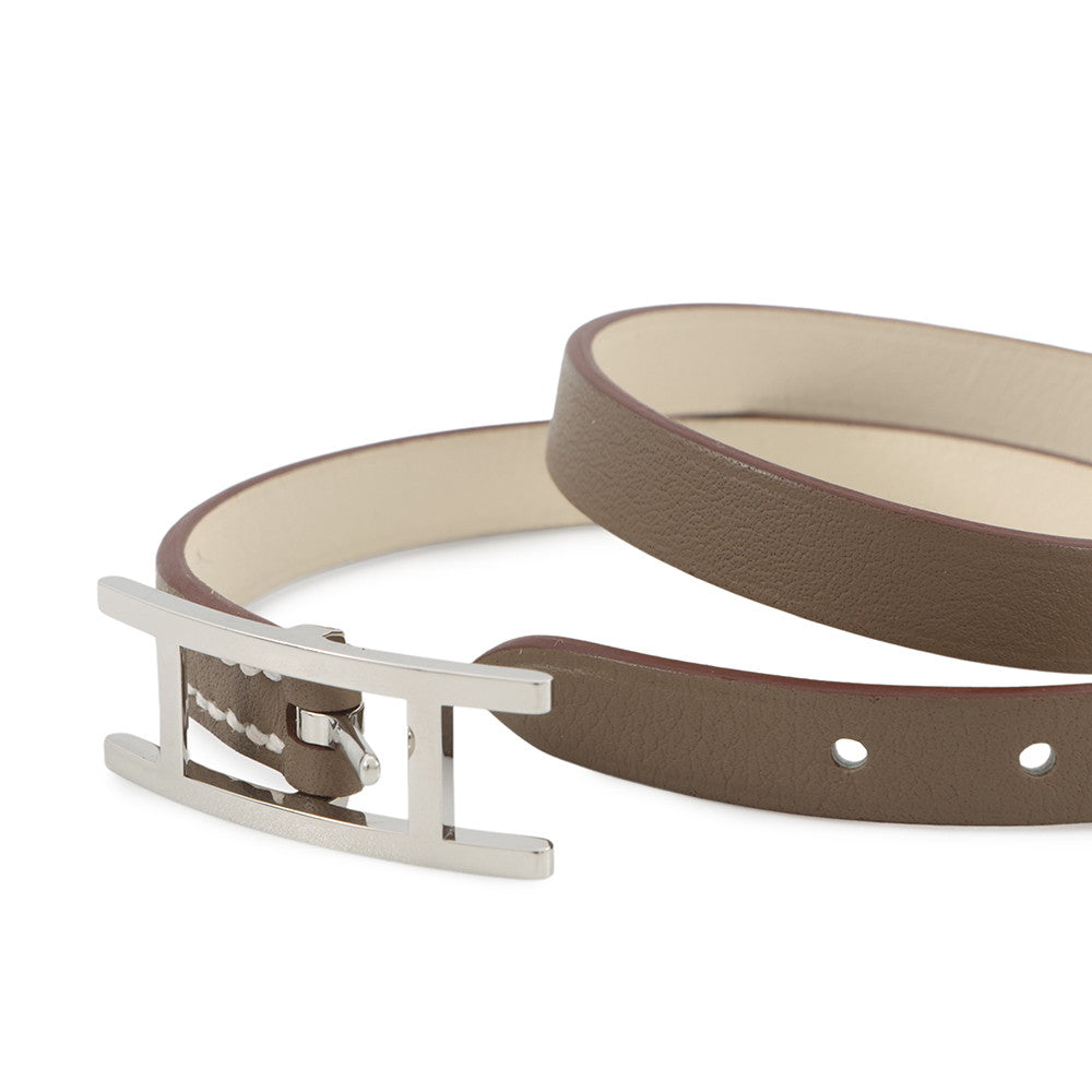 HERMES Be Api de Bourtour Bracelet Size T3 Etoupe/Nata Swift Leather