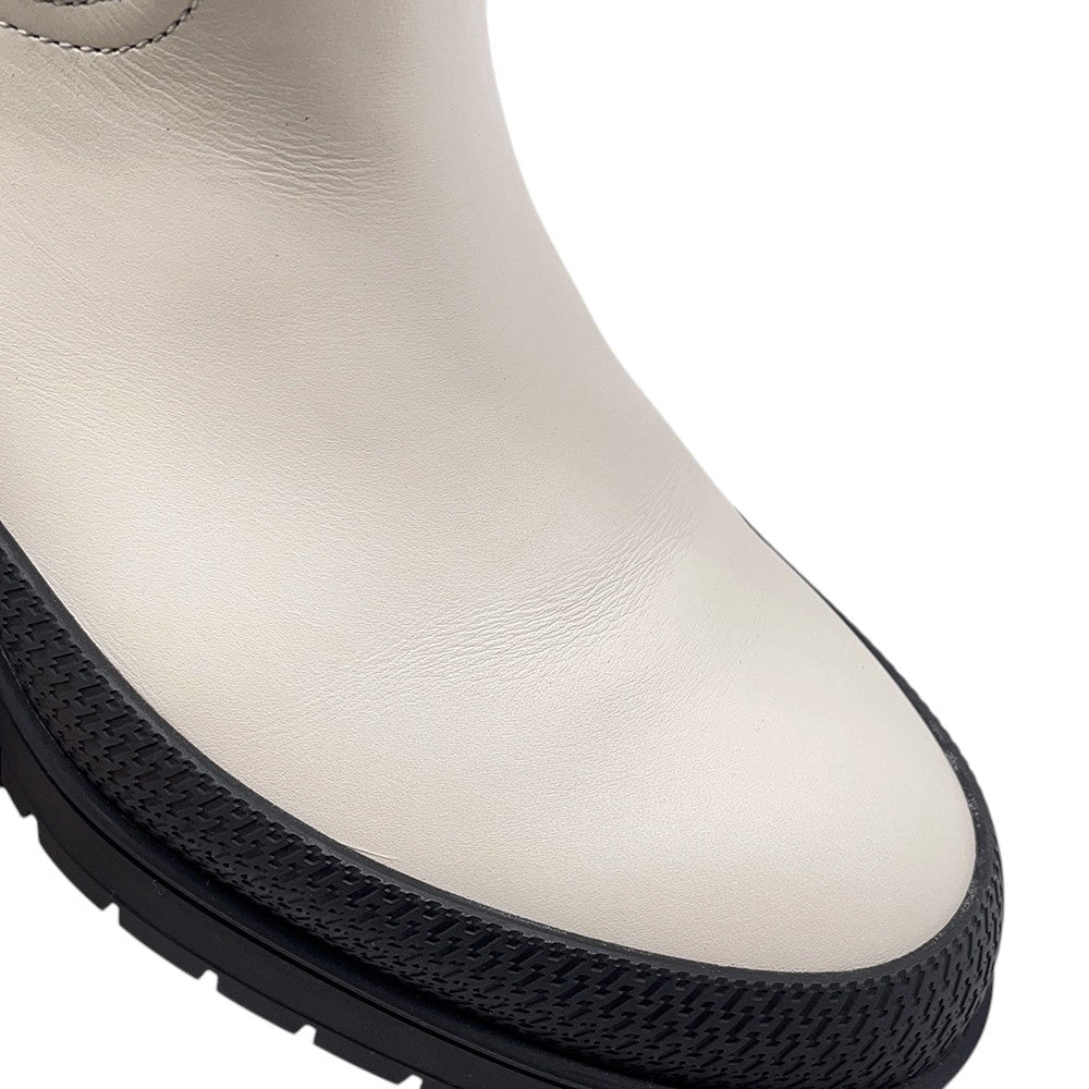 HERMES Fuji Ex-Libs Boots White/Black Leather Size 36 1/2