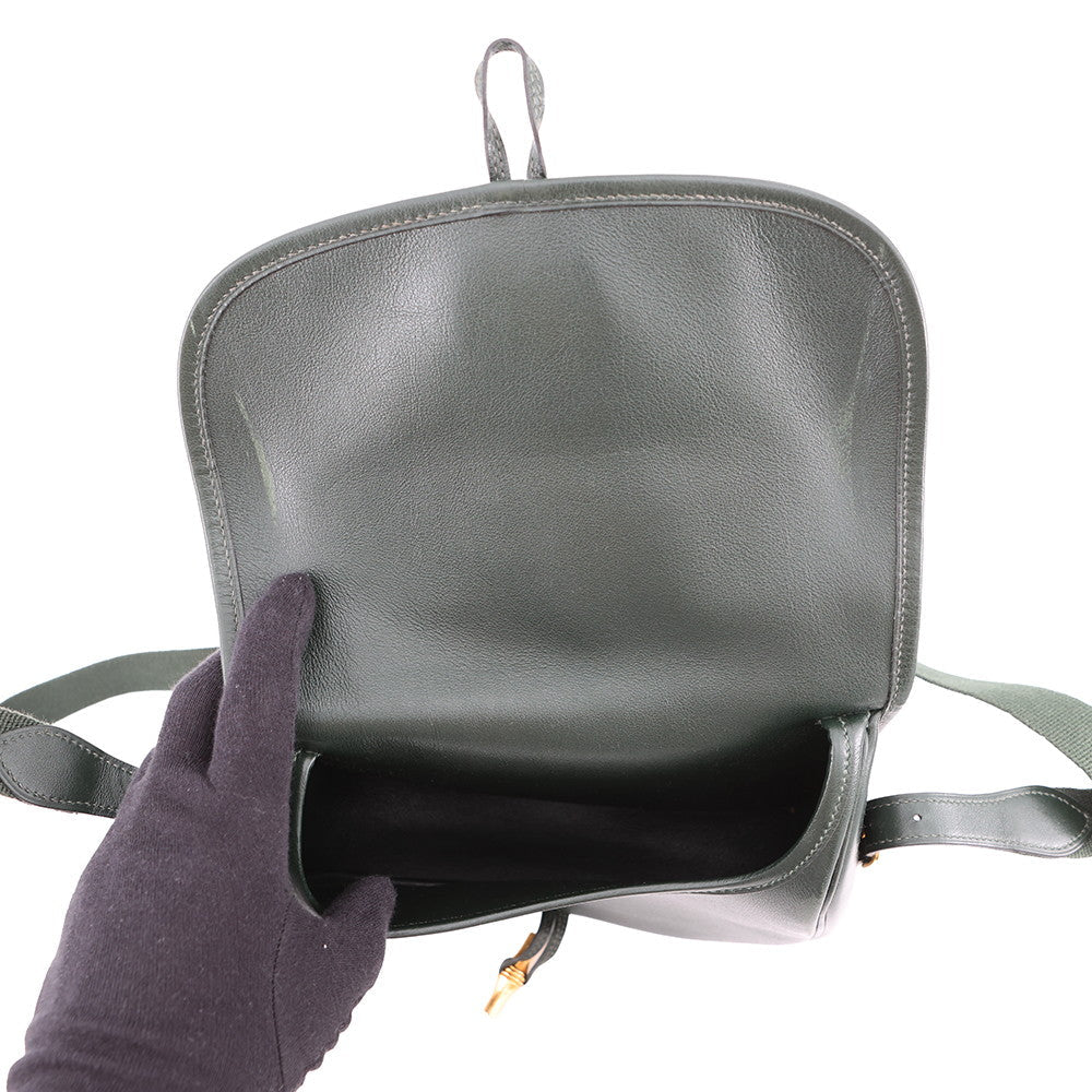 HERMES Duffle Shoulder Bag Green Box Calf Leather
