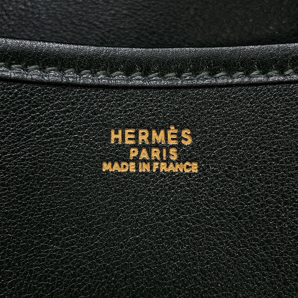 HERMES Duffle Shoulder Bag Green Box Calf Leather