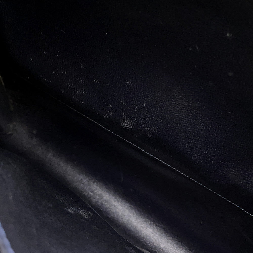HERMES Wood Shoulder Bag Navy Box Calf Leather