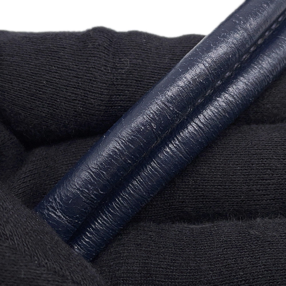 HERMES Wood Shoulder Bag Navy Box Calf Leather